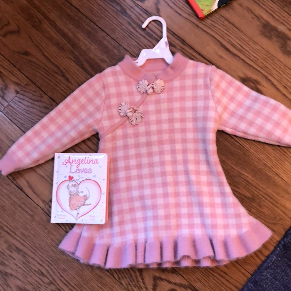 Warm Toddler dress, baby pink
